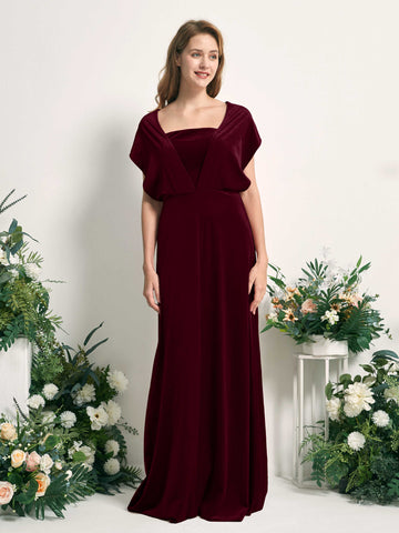 Carlyna Tubo Convertible Hasta el suelo Vestidos de dama de honor Borgoña #color_borgo-a