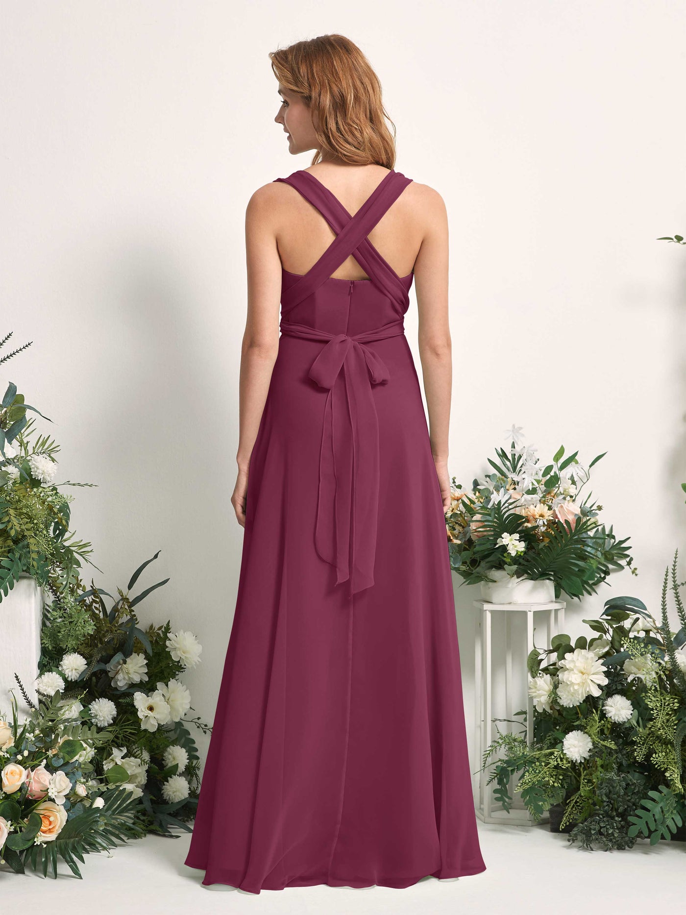 Carlyna Vestido de dama de honor Línea A Cuello de corazón Hasta el suelo Chianti #color_chianti