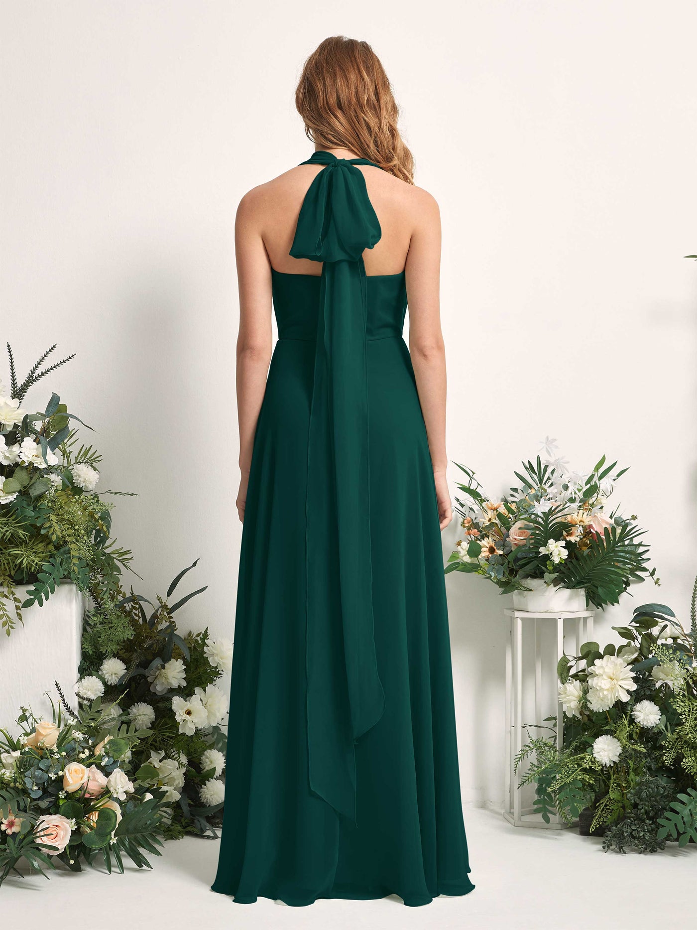 Carlyna Vestido de dama de honor Línea A Cuello de corazón Hasta el suelo Esmeralda Oscuro #color_esmeralda-oscuro