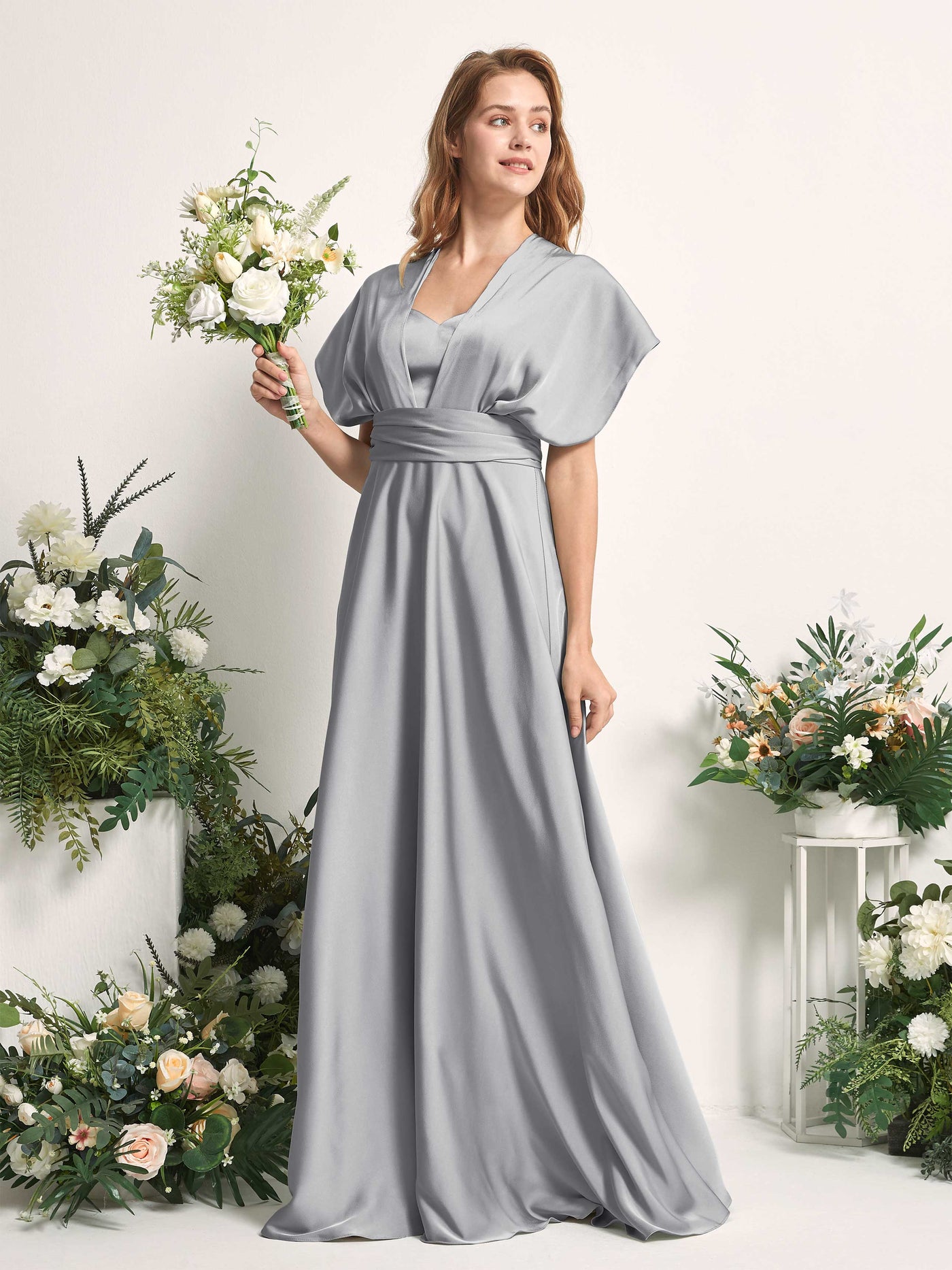 Carlyna Vestido línea A cuello de corazón hasta el suelo dama de honor Gris Paloma #color_gris-paloma