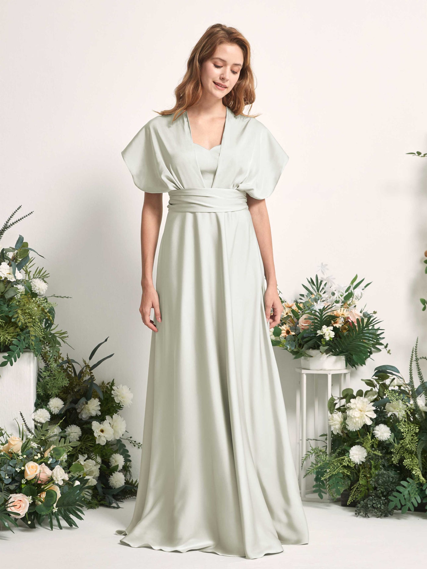 Carlyna Vestido línea A cuello de corazón hasta el suelo dama de honor Marfil #color_marfil