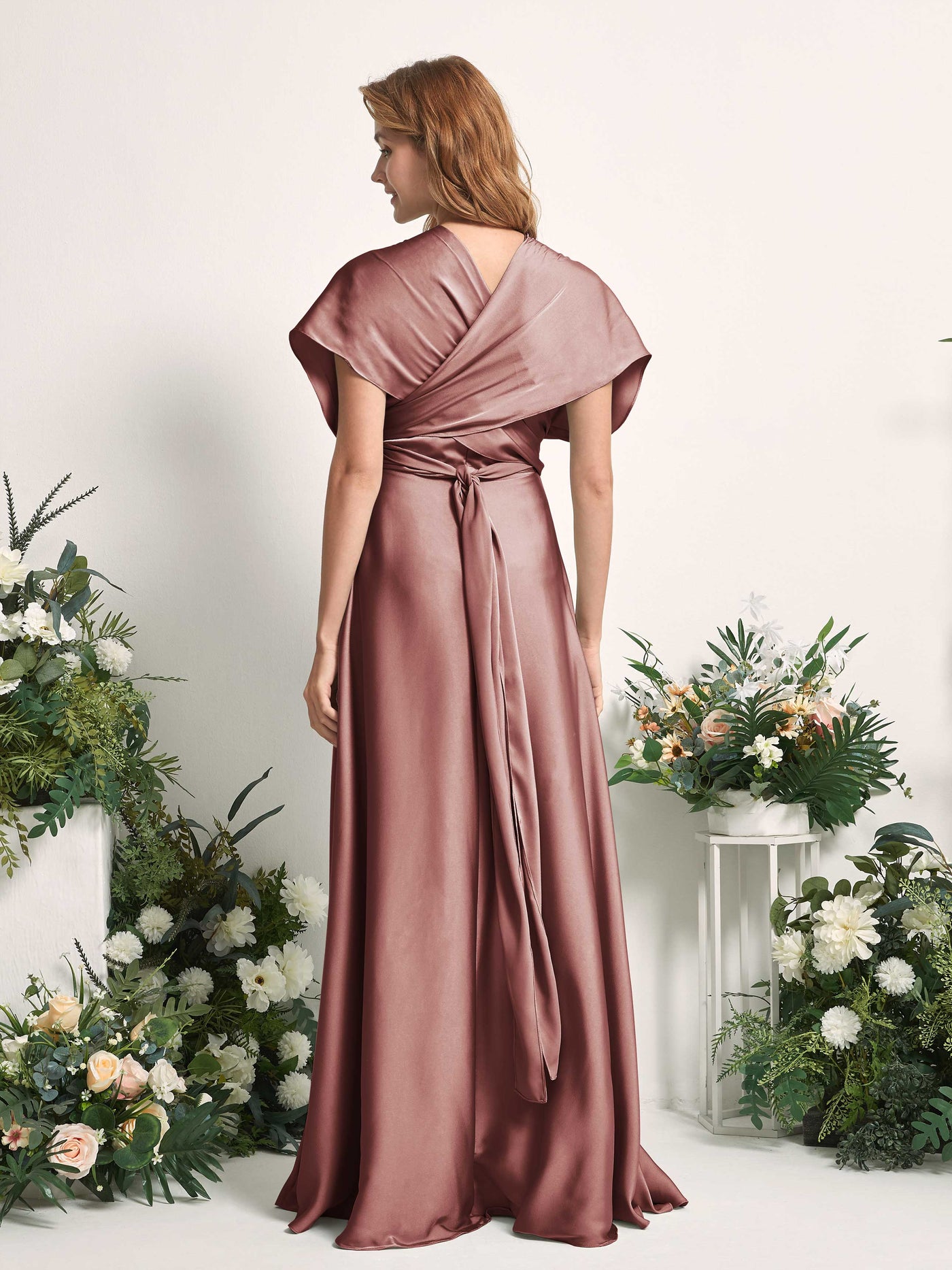 Carlyna Vestido línea A cuello de corazón hasta el suelo dama de honor Rosa Del Desierto #color_rosa-del-desierto