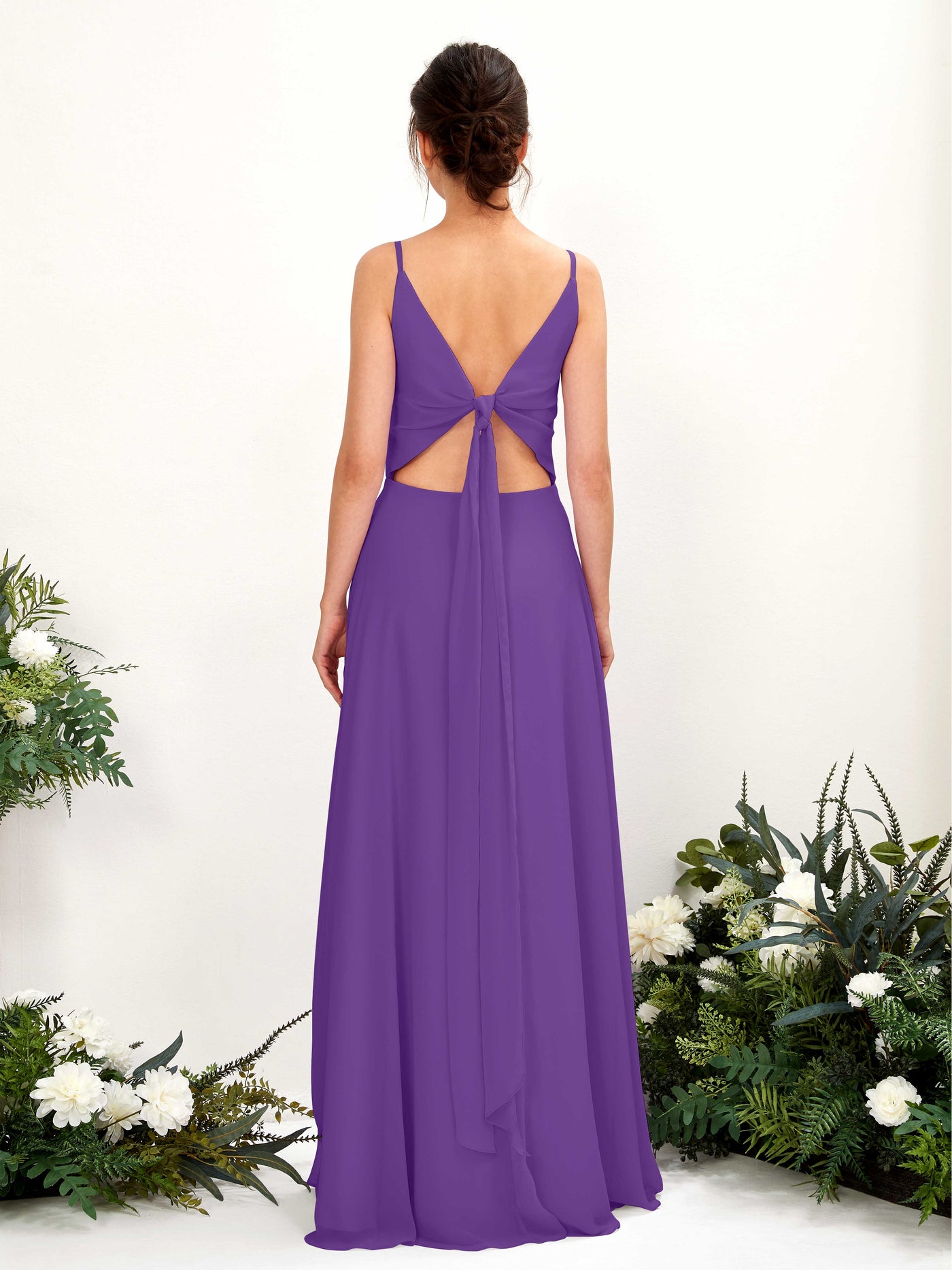 Carlyna Vestido línea A escote en V tirantes finos vestido dama de honor Regencia #color_regencia