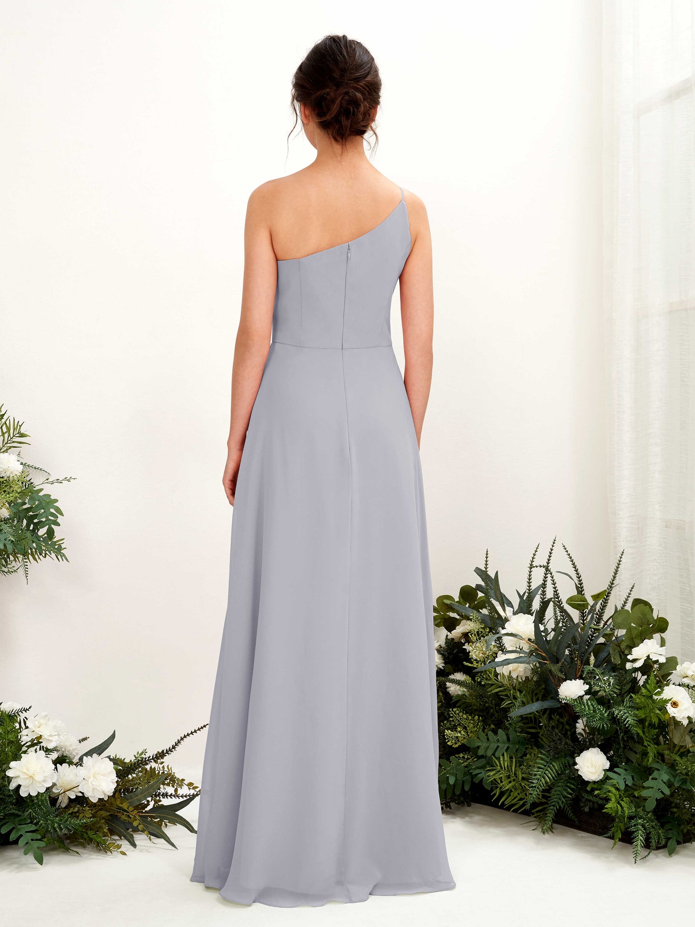 Carlyna Vestido línea A escote un hombre gasa hasta el suelo hendida de pierna Vestidos de dama de honor Lavanda Viejo #color_lavanda-viejo