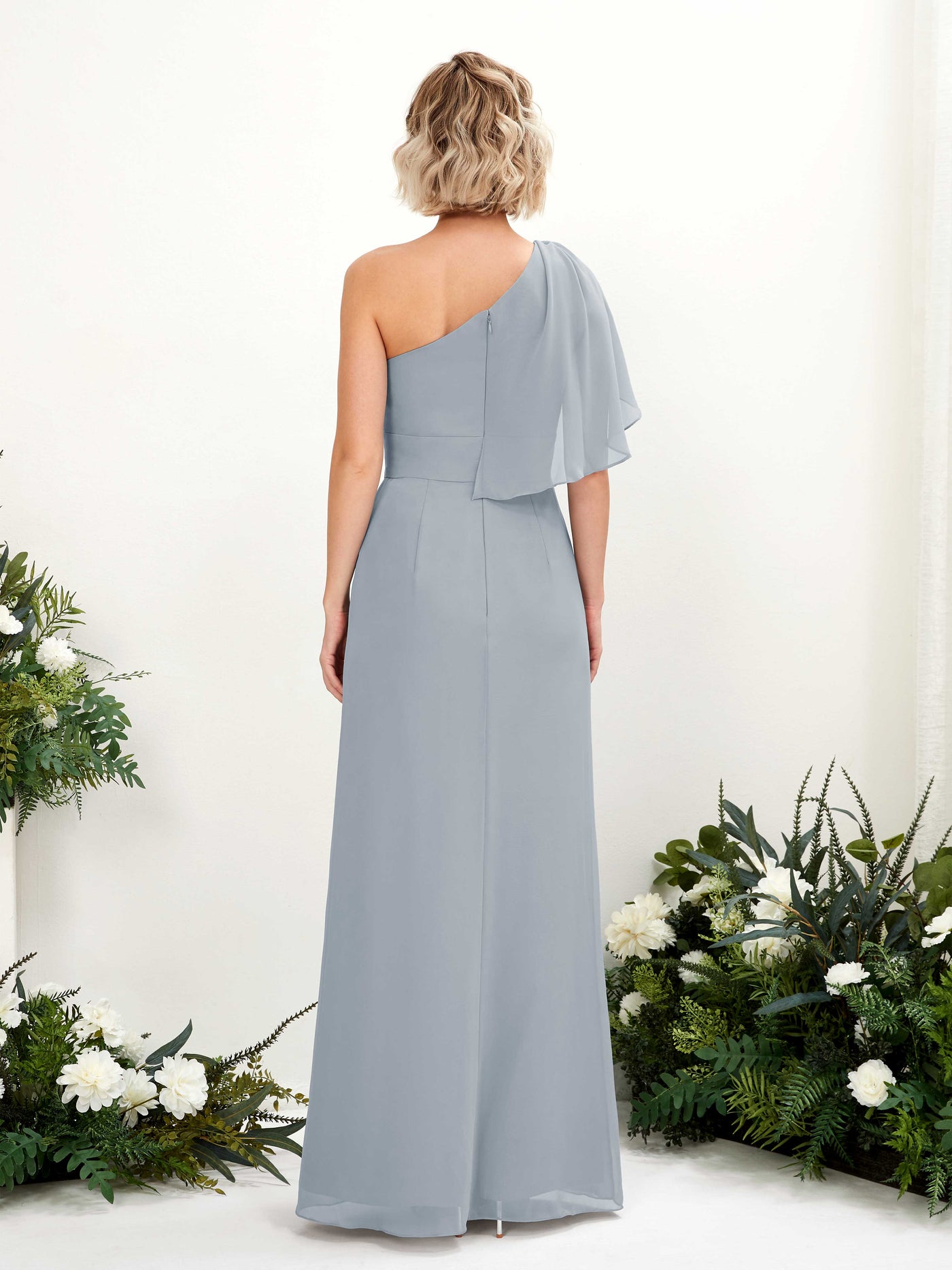 Carlyna Vestido Línea A Un Hombre Hasta el suelo Dama de honor Azul Empolvado Mejorado #color_azul-empolvado-mejorado