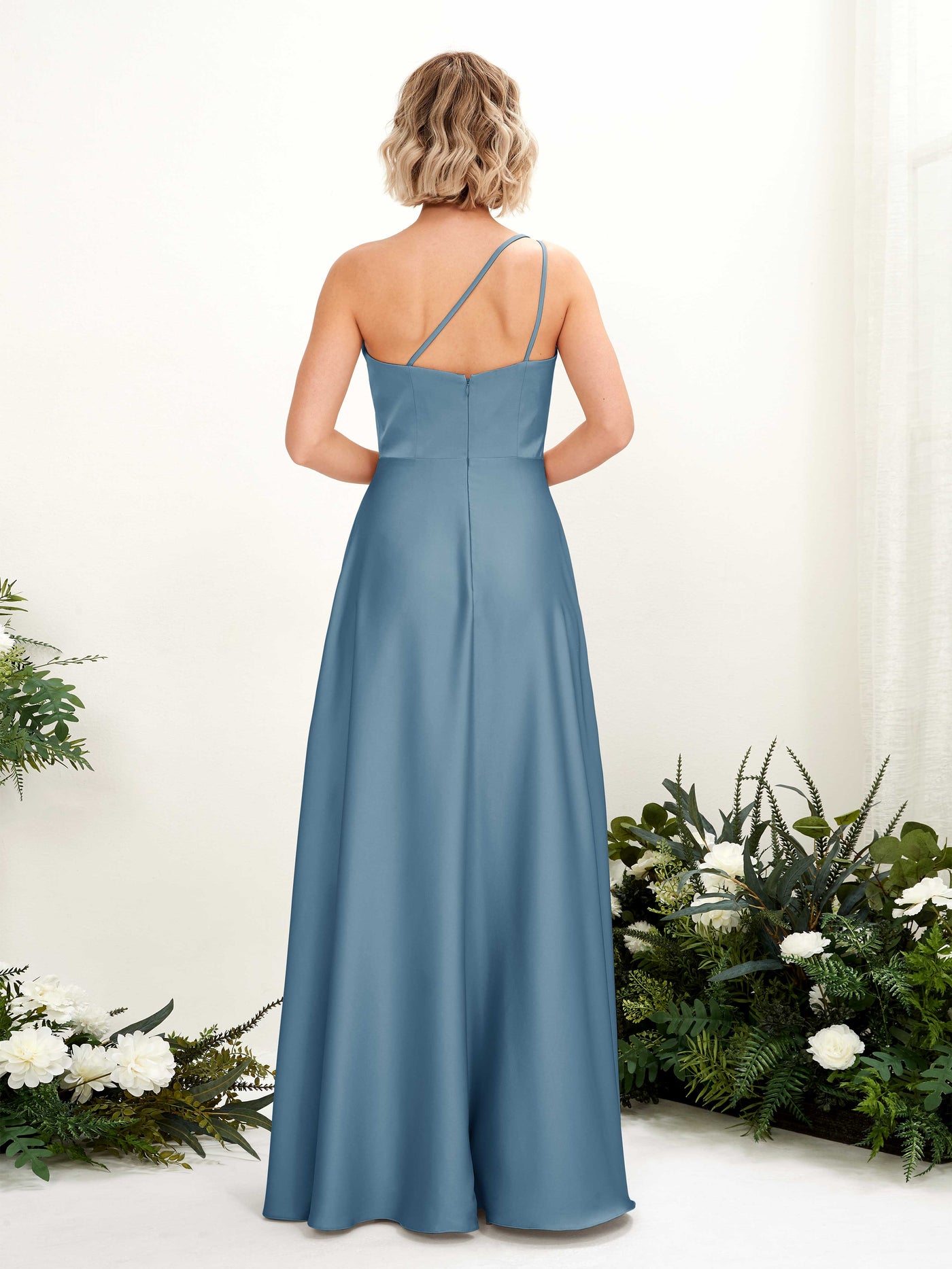 Carlyna Vestido Línea A Un Hombre Hasta el Suelo Dama de Honor Azul Tinta #color_azul-tinta