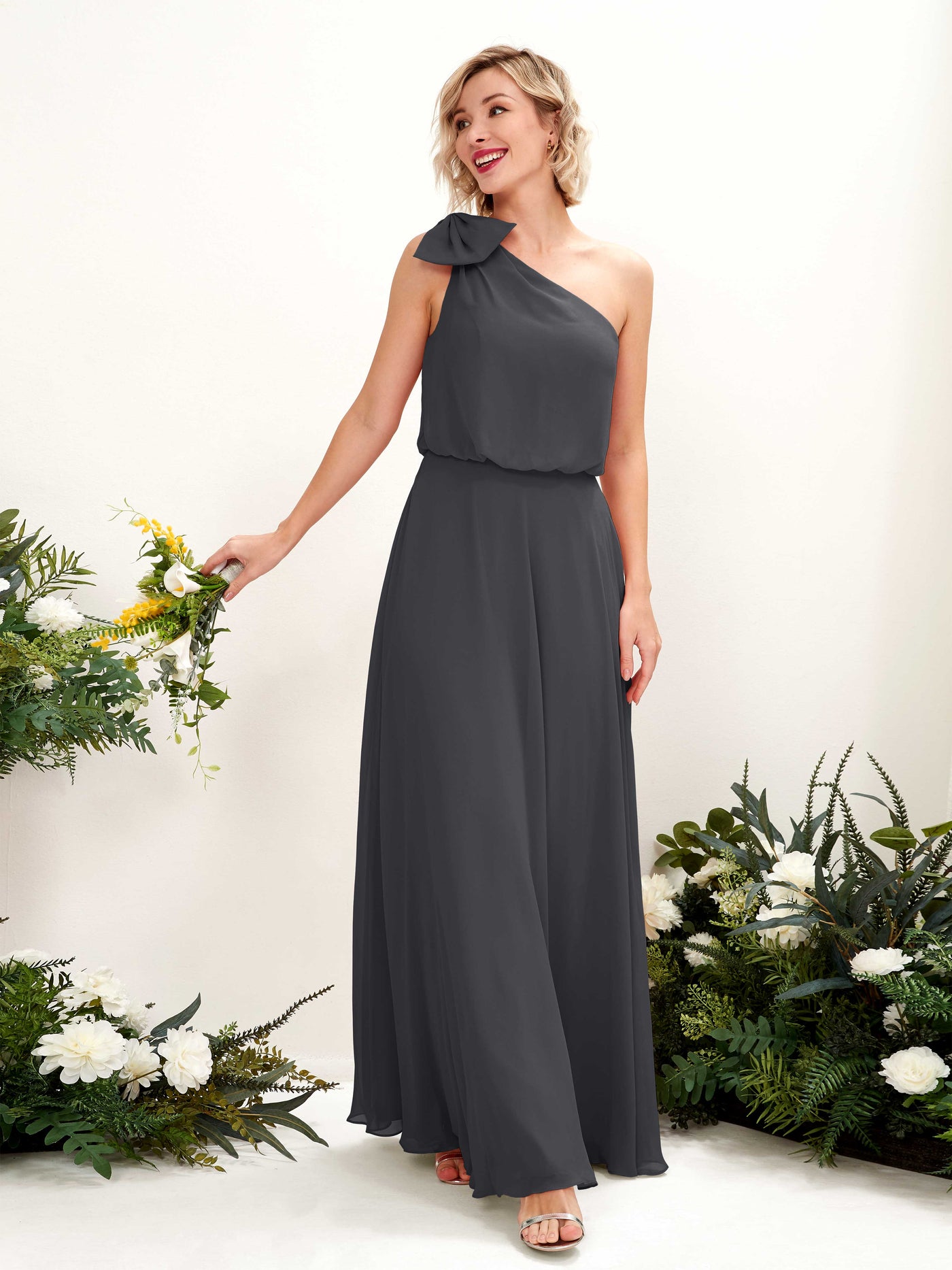 Carlyna Vestido línea A un hombre hasta el suelo dama de honor Peltre #color_peltre