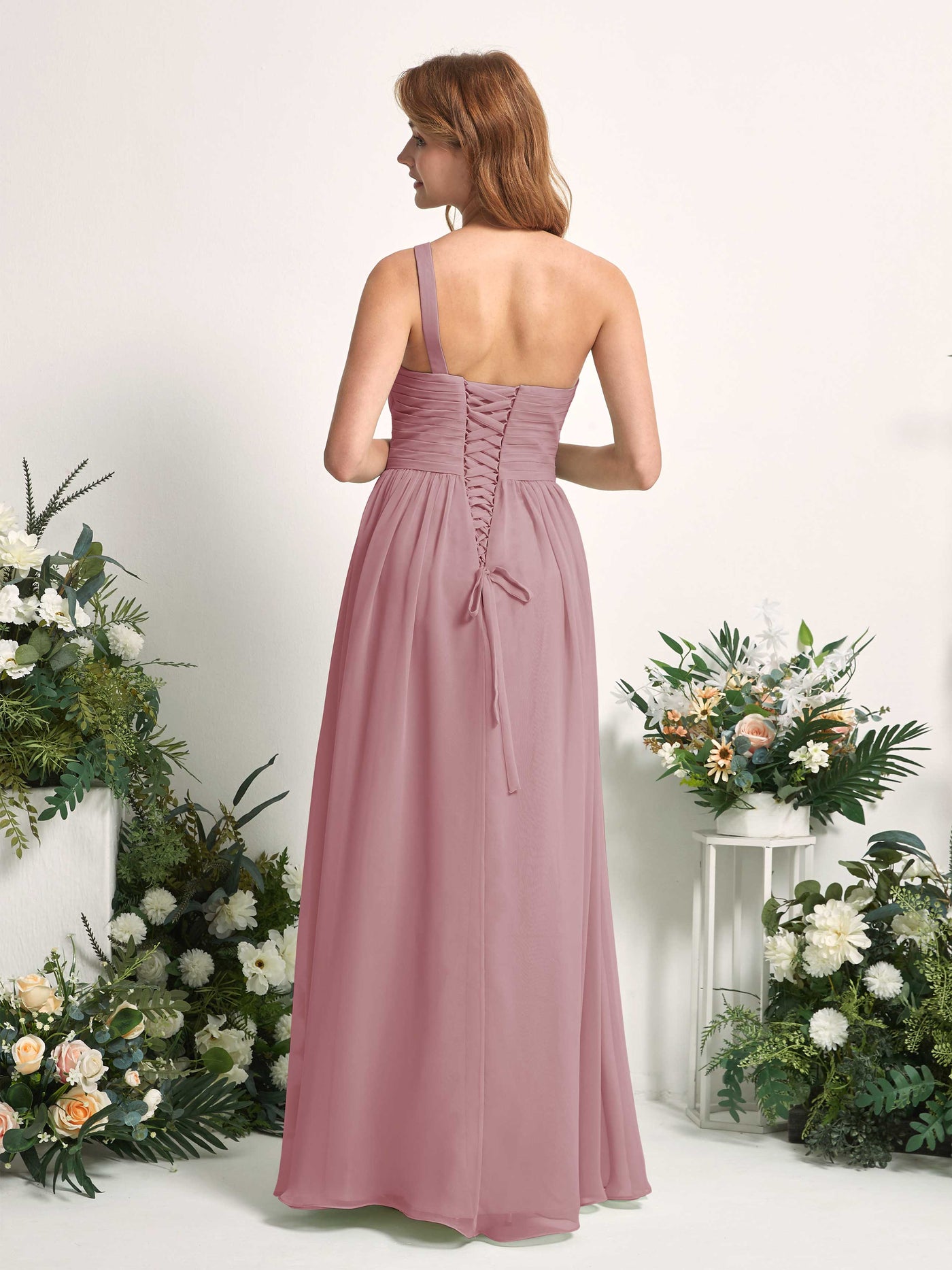 Carlyna Vestido Línea A Un Hombre Hasta el suelo Gasa Dama de honor Malva Clásico #color_malva-cl-sico